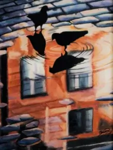 Reflections on the City Watercolor 9x12 $350